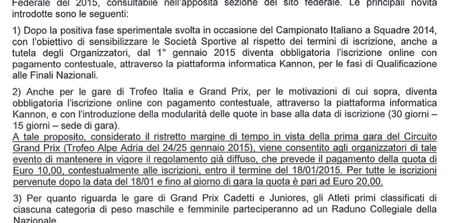 Trofeo Alpe Adria 2015, iscrizioni a 10 euro fino al 18 gennaio (come da regolamento pubblicato)