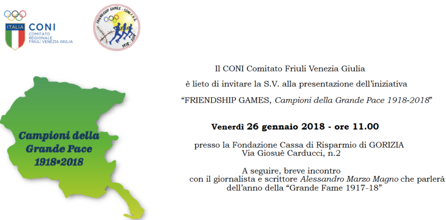 Friendship Games, domani a Gorizia la presentazione ufficiale